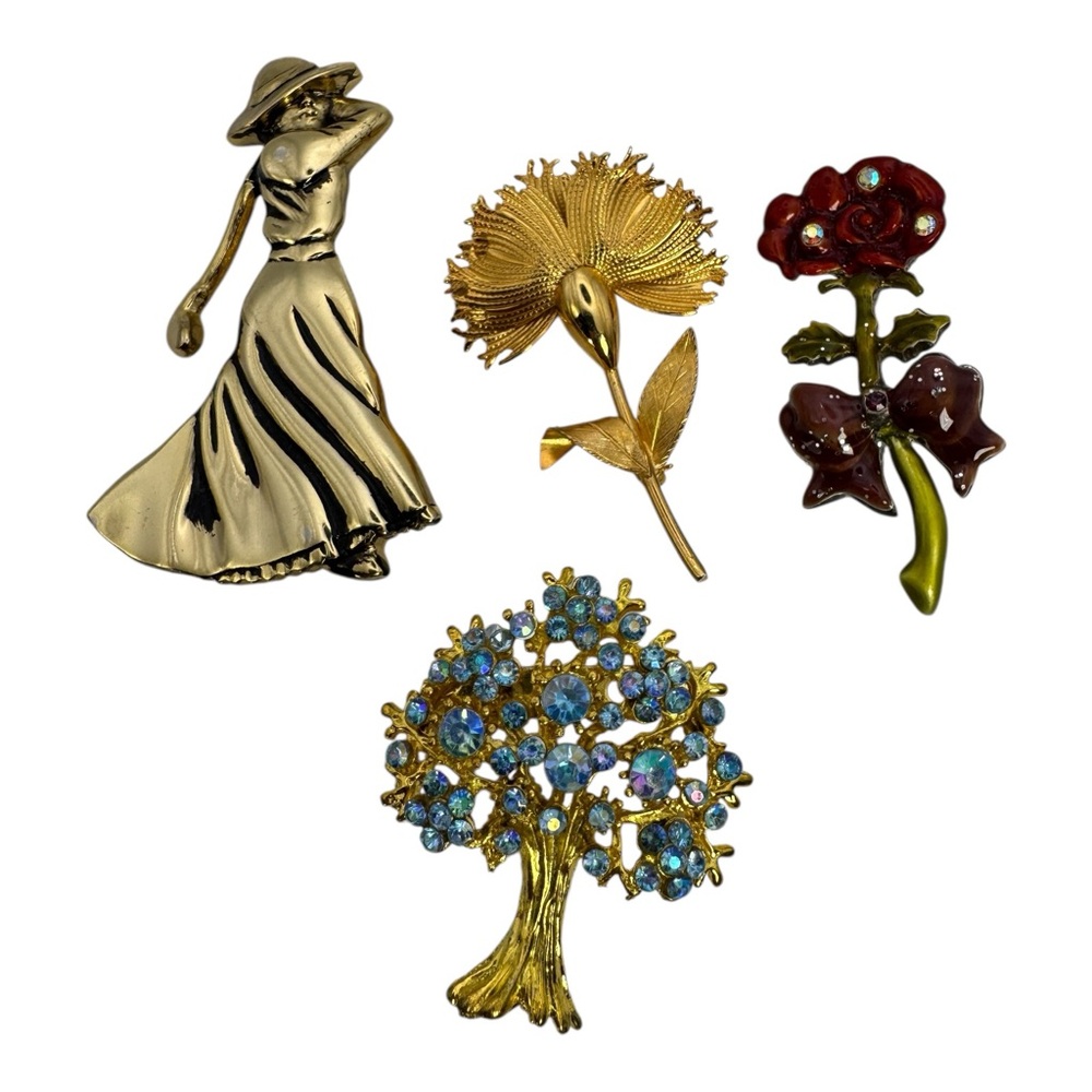 Vintage Brooch Lot Fort,‎ AJMC, Bond Boyd Gold Filled, Rhinestone